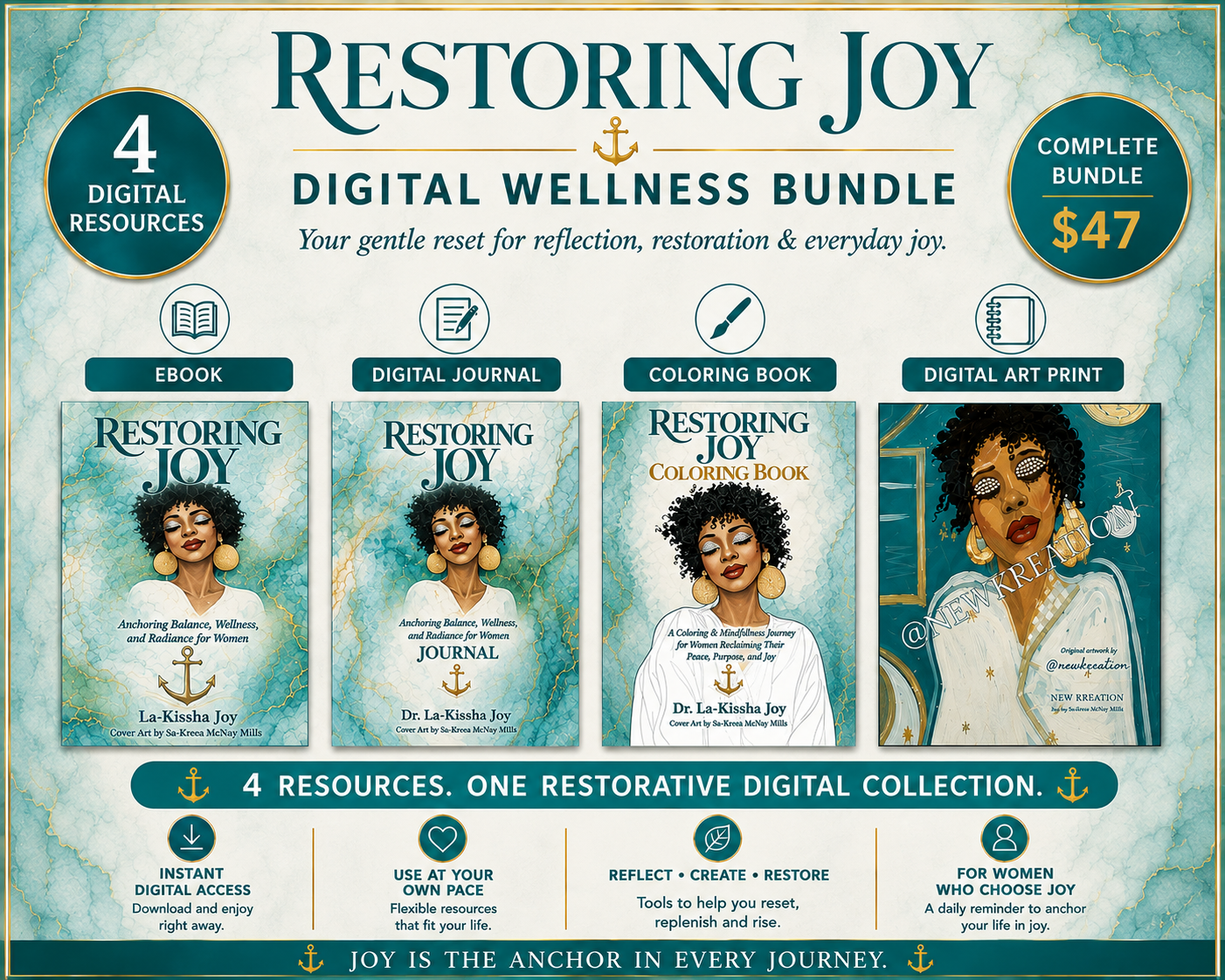 💜 RESTORING JOY DIGITAL WELLNESS BUNDLE ⚓️