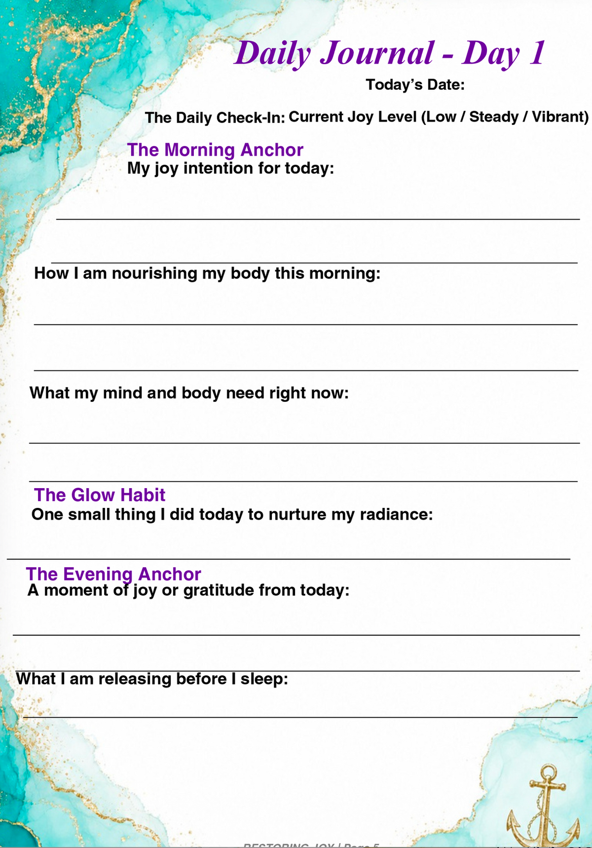RESTORING JOY DIGITAL JOURNAL: A GUIDED 21-DAY WELLNESS & REFLECTION